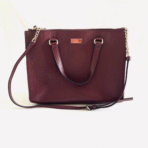 kate spade New York Bristol Drive 100% leather handbag cherrywood luxury classic